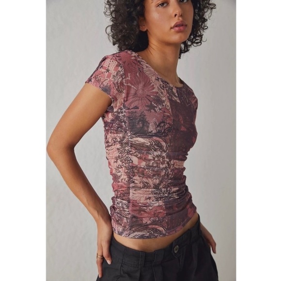 FREE PEOPLE | ‘Keep It Simple’ Mesh Baby Tee | LARGE - Picture 1 of 4